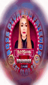 a picture of a woman with the name bossdiva founder on it