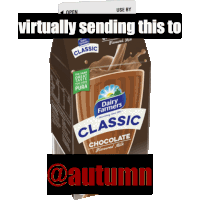 a carton of dairy farmer 's classic chocolate milk