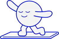 a cartoon drawing of a person standing on a yoga mat with their eyes closed