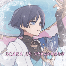 scara de @scaraminv has a picture of a boy with blue hair and blue eyes