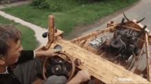 A Hungarian Man Constructed An Entirely Wooden Automobile In Four Months. GIF - Wooden Car Unique Amazing GIFs