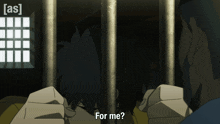 a man in a jail cell with the words for me behind bars