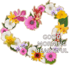 good morning beautiful sparkle flowers heart