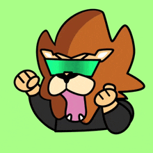 a cartoon lion wearing sunglasses and a black shirt