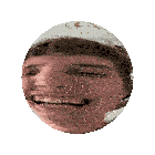 a close up of a man 's face with a hat on it