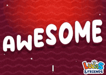 a red background with the word awesome written in white