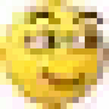 a close up of a yellow smiley face on a white background