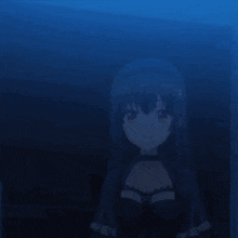 a girl with long black hair is wearing a black dress and a choker