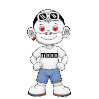 a cartoon character is wearing a white shirt that says mood