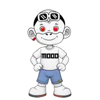 a cartoon character is wearing a white shirt that says mood