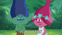 two trolls are standing next to each other with the words i can do this above them