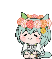 a cartoon of a girl wearing a flower crown on her head