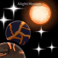 a drawing of a planet with the words " alight motion " below it