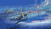 a painting of a whale swimming in the ocean