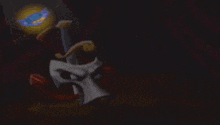 a poster for an opera of fear with a mask and sword