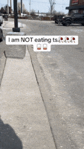a sign that says i am not eating ts on it