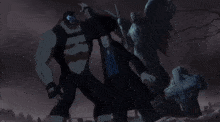 a cartoon of a man being lifted up by another man