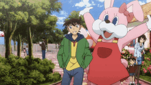 detective conan shinichi kudo bunny anime hug