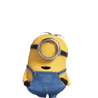 a yellow and blue circle with a yellow minion in the center