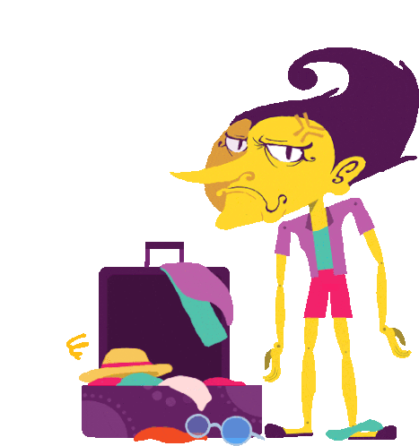 Grumpy Rhavli With Disorganized Baggage And Caption "What A Mess" In Indonesian Sticker - Messy Luggage Untidy Stickers