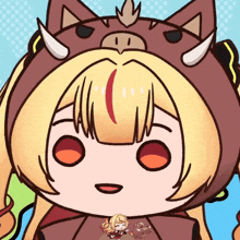 a cartoon drawing of a girl wearing a pig costume