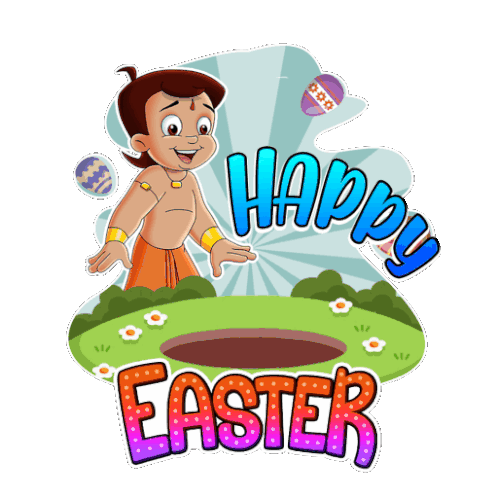 Happy Easter Chhota Bheem Sticker - Happy Easter Chhota Bheem Aap Ko Easter Ki Shubhkamnaye Stickers