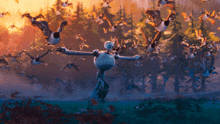 Running With The Geese Roz GIF - Running With The Geese Roz The Wild Robot GIFs