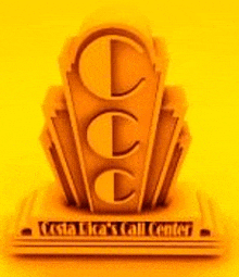 the costa rica 's call center logo is a 3d rendering of a gold trophy on a yellow background .
