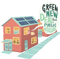 Green New Deal For Public Housing Reen New Deal Sticker - Green New Deal For Public Housing Reen New Deal Alexandria Ocasio Cortez Stickers