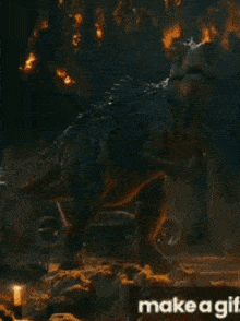a gif of a dinosaur with the words make a gif below