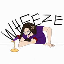 a cartoon drawing of a woman with headphones and the word whieeze