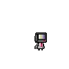 a pixel art character with a tv on his head and a rainbow screen .