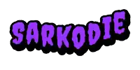 a purple and black logo that says sarkodie on a white background