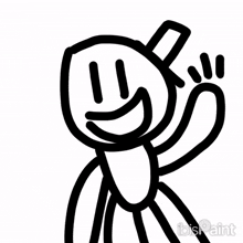 a black and white drawing of a cartoon character with ibis paint written below it