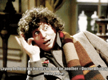 a man with curly hair is saying hello to his friends in chat on another #doctor whoday hello there