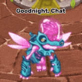 a cartoon character with the words goodnight chat written on it