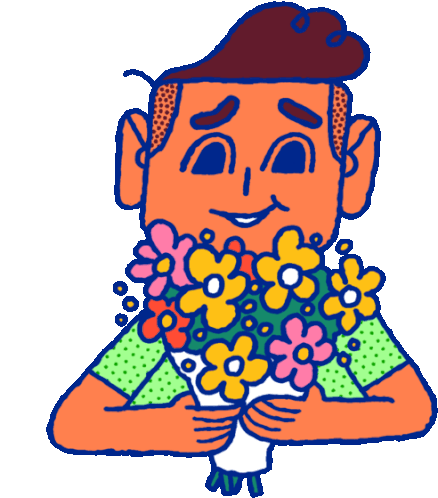 Happy Chip Brings Flowers Sticker - Hopeless Romance101 Bouquet Flowers Stickers