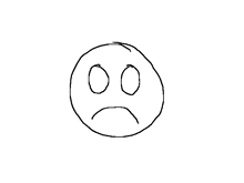 a drawing of a sad face with two eyes