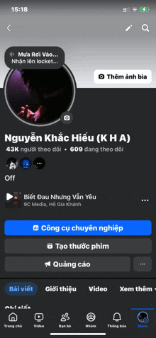 a screenshot of a person 's facebook page showing the time as 15:18