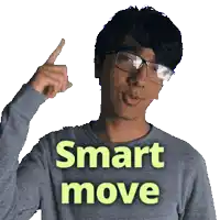 a man wearing glasses and a smart move shirt