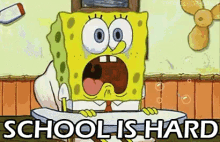 spongebob squarepants spongebob school is hard difficult stressed