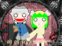 a cartoon of a vampire and a girl with the words oh oh sexy vampire blingee on the bottom
