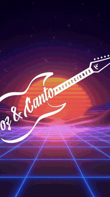 a picture of a guitar that says voz & canto productions
