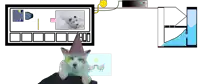 a drawing of a dog wearing a party hat next to a drawing of a duck