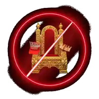 a red circle with a crown and a trump hat