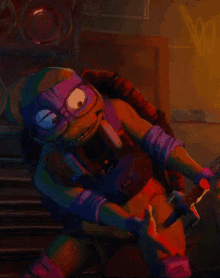 a painting of a teenage mutant ninja turtle holding a gun
