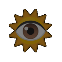 a sun with a brown eye in the middle