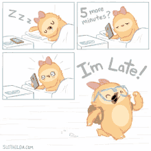 slothalida late alarm sleep cute