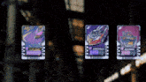 three cards are displayed including one that says racing