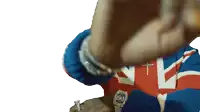 a man wearing a red white and blue sweater with the letter a on the front